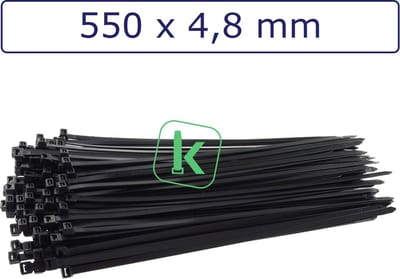 PRO-TIE® - Tyraps, kabelbinders 550 x 4,8 mm Zwart UV bestendig (Zak 100 stuks) (tiewrap/tyrap/tie-wrap/bundelbandje/colsonbandje/)