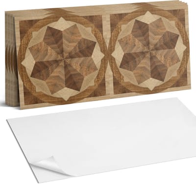 Coloray Plaktegels - Meerlagig geometrisch patroon Wandtegel Zelfklevend - 60 cm x 30 cm - Bruin Plaktegels - 6 stuks - Rechthoek PVC Tegels - Plaktegels Keuken - Zelfklevende Vloertegels Badkamer - Vinyltegels Vloer Zelfklevend - Portugese Tegels