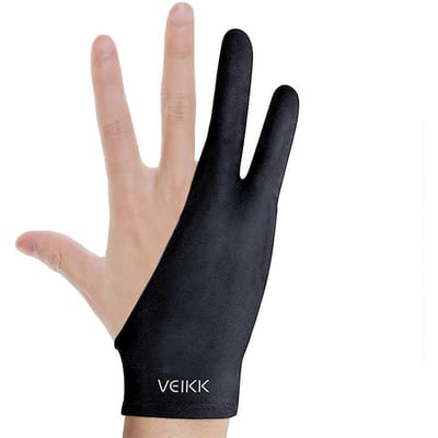 VEIKK Tekenhandschoen Tweevingerige tekenhandschoen Lichtgewicht, zweetbestendige, zachte handschoen voor VEIKK-afbeeldingen zwart