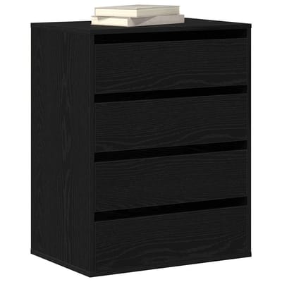 vidaXL - Ladekast - 3-Lade - Zwart - 60 - x - 41 - x - 76 - cm - Bewerkt - hout