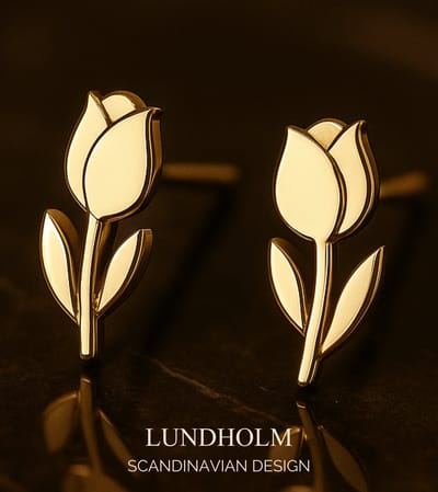 Luxe Oorbellen Dames Goudkleurig - Tulpen Design - Kleine Studs Bloemetje - Waterproof & Hypoallergeen - Fenna Serie - Cadeautje voor haar - Luxe Geschenkverpakking