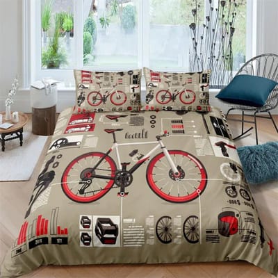 Fietsen Fietsen Print Beddengoed Set Sport Stijl Dekbedovertrek Mountainbike Dekbedovertrek Met Kussenslopen King Voor Tiener Volwassen Kamer Decor AU Single(140x210cm)