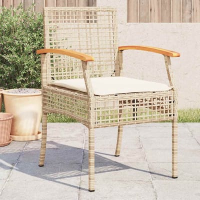vidaXL - Tuinstoelen - 4 - st - met - kussens - poly - rattan - en - acaciahout - beige