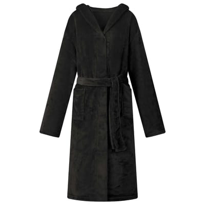 vidaXL Badjas Hoodie Zwart S Flanel