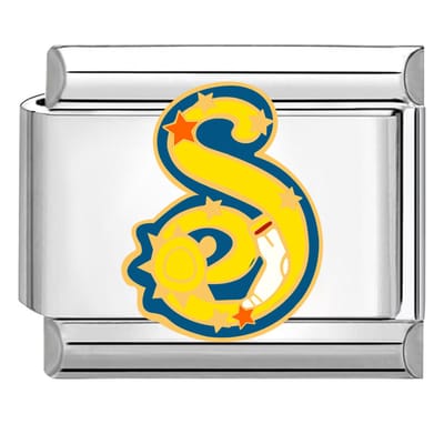 Quiges - Schakel - Bedel - 9mm - charms - Kleurrijk - alfabet S - Geschikt voor - armband - Schakelarmband - italy bedels armband