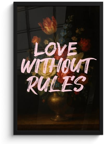 Poster in lijst - Fotolijst 40x60 cm - Posters - Liefde - Modern - Bloemen - Posterlijst zwart - Decoratie - Wanddecoratie woonkamer - Muurdecoratie slaapkamer