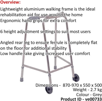 Lichtgewicht Loopframe met Wielen - Ergonomisch Ontwerp voor Revalidatie - 490 mm Breedte
