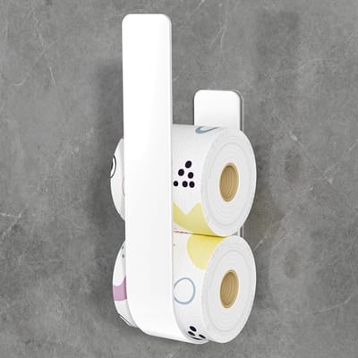 Wandhouder voor toiletpapier voor 3 rollen, eenvoudig te installeren zonder boren, stijlvol wit design