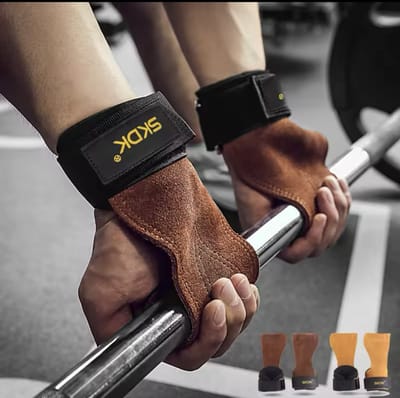 Leren Grips voor Barbell – Crème – Meer Grip & Geen Handbeschadiging - G1.1
