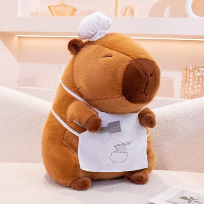 28-50cm Kookmuts Capybara Pluche Simulatie Bakker Kapibala Anime Pluizig Speelgoed Schattige Broodpop Knuffeldieren Zachte Pop Kerstcadeau About 25cm