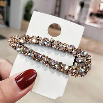 Gekleurde Glanzende Diamant Holle Haarclip Haaraccessoires Voor Vrouwen Haarspeld Hoofddeksel champagne