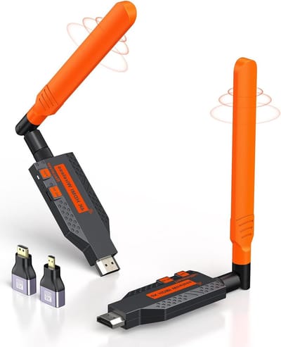 Draadloze HDMI Zender - Video Audio Streamer - Presentaties Delen - 100 Meter Bereik - 1080p Full HD - Oranje Zwart