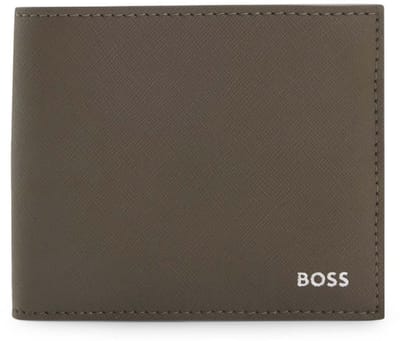 BOSS Leren kaarthoes Zair 8 CC Card Case Open Green kaki