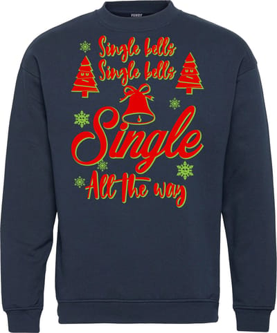 Kersttrui Single All The Way | Foute Kersttrui Dames Heren | Kerstcadeau | Kerstpakket | Navy | maat XS
