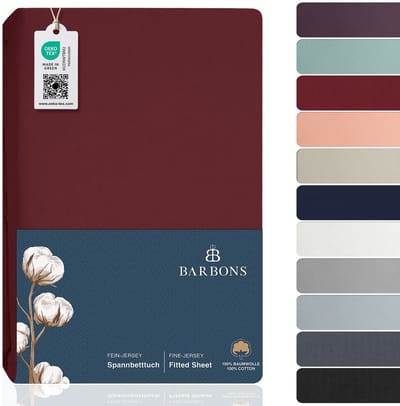 BARBONS hoeslaken 90x200 - hoeslakens Jersey 145 g/m² - 100% katoen - rood