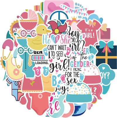 Gender Reveal Party Stickers - 52 stuks - Baby Jongen & Meisje - Versiering/Decoratie