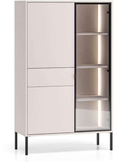 Selsey Barnee – Vitrine 3 portes – avec LED – kasjmiergrijs – 92 cm