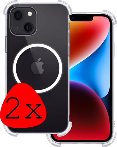 Hoesje 2 Stuks - Geschikt voor Apple iPhone 14 Plus - Magsafe Compatible - Sterk & Shockproof - Back Cover - Shock Proof Case - Telefoon Hoes - Transparant