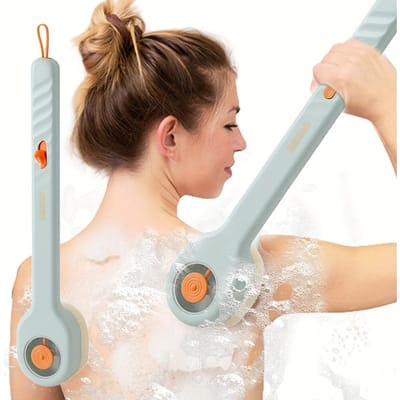 Vloeibaar Badborstel, Een Push-Pull Vloeibare Badschrobber met Een Lang Nylon Borstelhandvat voor Het Schrobben van de Rug en Een Badbal voor Peeling