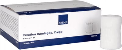 Abena Fixatieverband Crepe - 20 Rollen Verband - 6 cm x 4 m - 80% Stretch - voor Fixatie van Wondverband