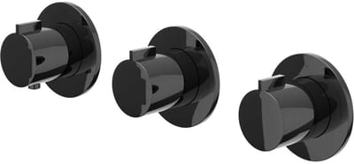 IVY Pact Afbouwdeel Inbouwthermostaat met 2 Stopkranen Symmetry met Ronde Rozetten - Zwart Chroom PVD