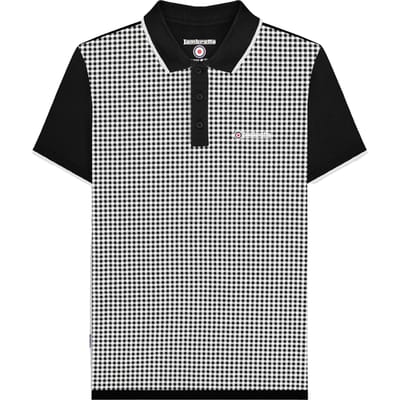 Lambretta Heren Gingham All-Over Print Big & Tall Polo Shirt (Zwart)
