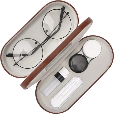 Dubbellaagse Brillenkoker - 2-in-1 Zonnebrillendoos en Contactlenzen Etui