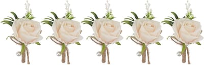 Handgemaakte Rozen Corsage met Speld voor Bruiloft en Prom, 5 Stuks Kunstbloemen voor Bruid en Bruidegom, Elegante Bloemdecoratie