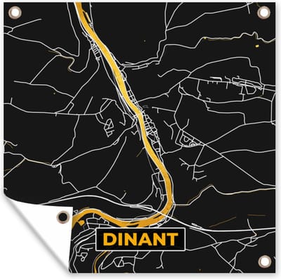 Tuin poster Stadskaart - Dinant - Gold - Kaart - Plattegrond - 200x200 cm - Tuindoek