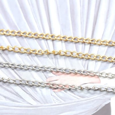 Zilveren schakelketting van 10 meter, 2 x 3 mm, ideaal voor sieraden maken, knutselen en DIY-projecten