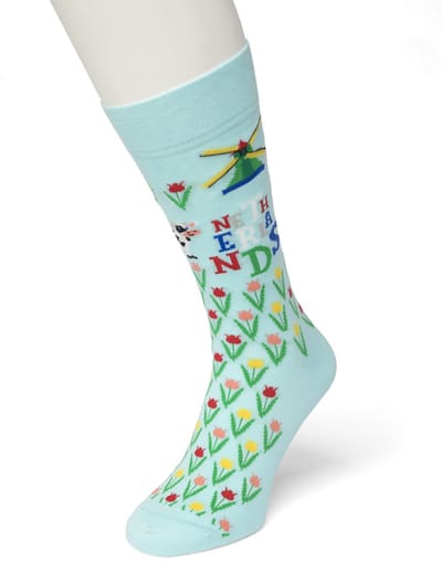 Bonnie Doon Heren Sokken met Holland Print maat 40/46 Licht Blauw - Thema Sokken - Nederland - Souvenir - Cadeau Sokken - Word je Happy en vrolijk van - Zacht Katoen met Gladde Teennaad - Comfortabel - Perfect Cadeau - Blue Light - BT992113.148
