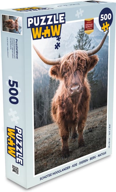 Puzzel Schotse hooglander - Koe - Dieren - Berg - Natuur - Legpuzzel - Puzzel 500 stukjes