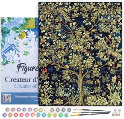 Figured'Art Schilderen op Nummer Volwassenen met lijst - Boom in de lente - Handwerk acrylverf Kit DIY Compleet - 40x50cm Canvas al ingelijst