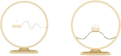 Kandelaars 2 Stuks - Kaarshouders Metaal - Romantisch Diner - Nordic Geometrisch Design - 32x29x8 cm - Goud