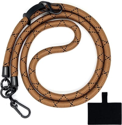 Coverup Crossbody Telefoonkoord 120cm met Sleutelhanger - 10mm Polyester Koord - Bruin
