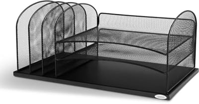 Desk Organizer met 3 Horizontale en 3 Rechtopstaande Secties - Zwart