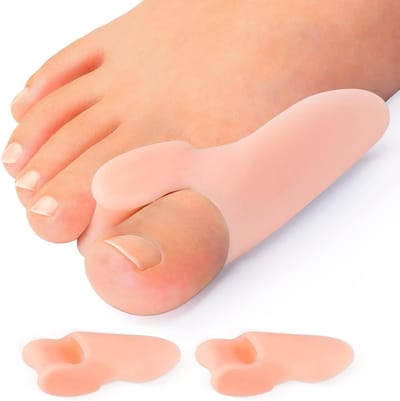 Daity 2 paar - Hallux Valgus beschermpads - Hallux Valgus corrector pads met teenspreider - gelbeschermpads voor voetpijnverlichting - eelt- en likdoornverlichting - Beige - 8,5*2,7*2,5 cm