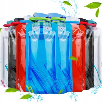 8x Opvouwbare Waterfles 700ml met Karabijnhaak voor Outdoor Avonturen