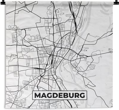 Wandkleed - Wanddoek - Kaart - Magdeburg - Plattegrond - Stadskaart - 180x180 cm - Wandtapijt