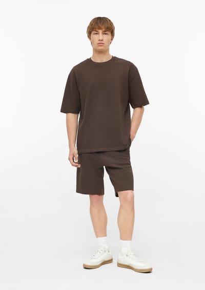 s.Oliver - male - Geribde jersey shorts met steekzakken