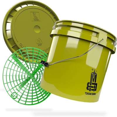 Autowas Emmer - Wasemmer Grit Guard - Auto Reinigen - Extra Stabiel Ontwerp - 13 Liter - Kaki Groen