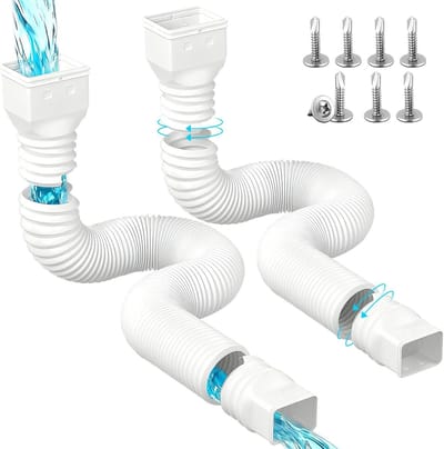 Verlengbare regenafvoer en dakgootuitbreiding 80/100 mm, flexibel van 47 tot 150 cm, set van 2