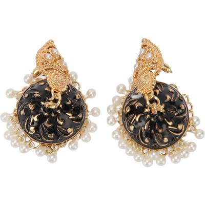 Dames Indische Bel Oorbellen Hangend Model Verguld Kunstparel Mode Oorbellen Accessoire beige