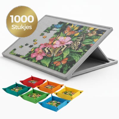 Tobey's Puzzelmat Vilt - 1000 stukjes - 3 Standen - 78x55 - Inclusief Sorteerbakjes - Puzzeltafel - Puzzelkoffer - Puzzelmap - Puzzelbord