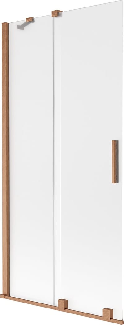 Mexen Velar 2-delige schuifbare badwand 90 x 150 cm, matglas, geborsteld koper - 896-090-000-31-65