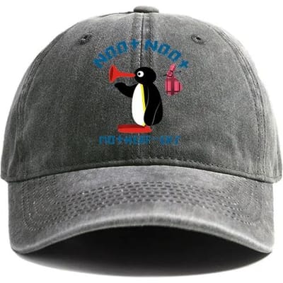 Noot Noot Pingu Casquette de Baseball Usée Cool Hommes Femmes Colère Pingu Casquettes Rétro Extérieur Réglable Cadeau Chapeau Pingouin Mode Adjustable gray