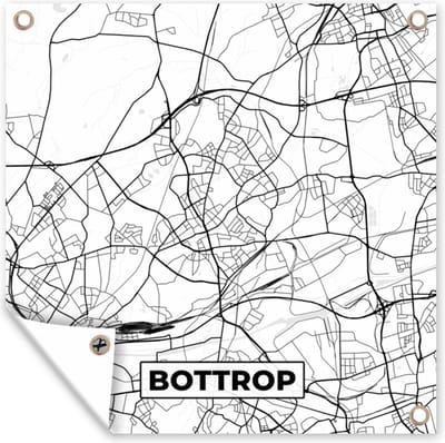 Tuin poster Bottrop - Kaart - Plattegrond - Stadskaart - 200x200 cm - Tuindoek