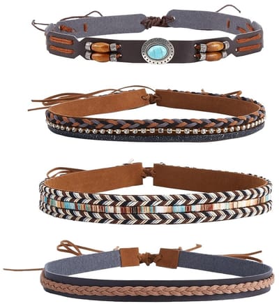 Allecto - Cowboy Hoed - Hoofdband - Handgemaakt kunstleer - Turquoise