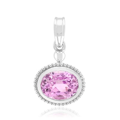 Cavill - Zilveren Hanger Kunziet 2,295ct - 925 Sterling Zilver Palladium - Ovaal Briljant Roze Edelsteen - Elegante Dameshanger