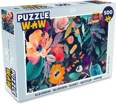 Puzzel Kleurrijk - Bloemen - Kunst - Natuur - Hippie - Legpuzzel - Puzzel 500 stukjes